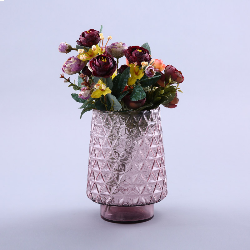 Simple PINK glass vase flower Home Furnishing decorative glass crafts YL021