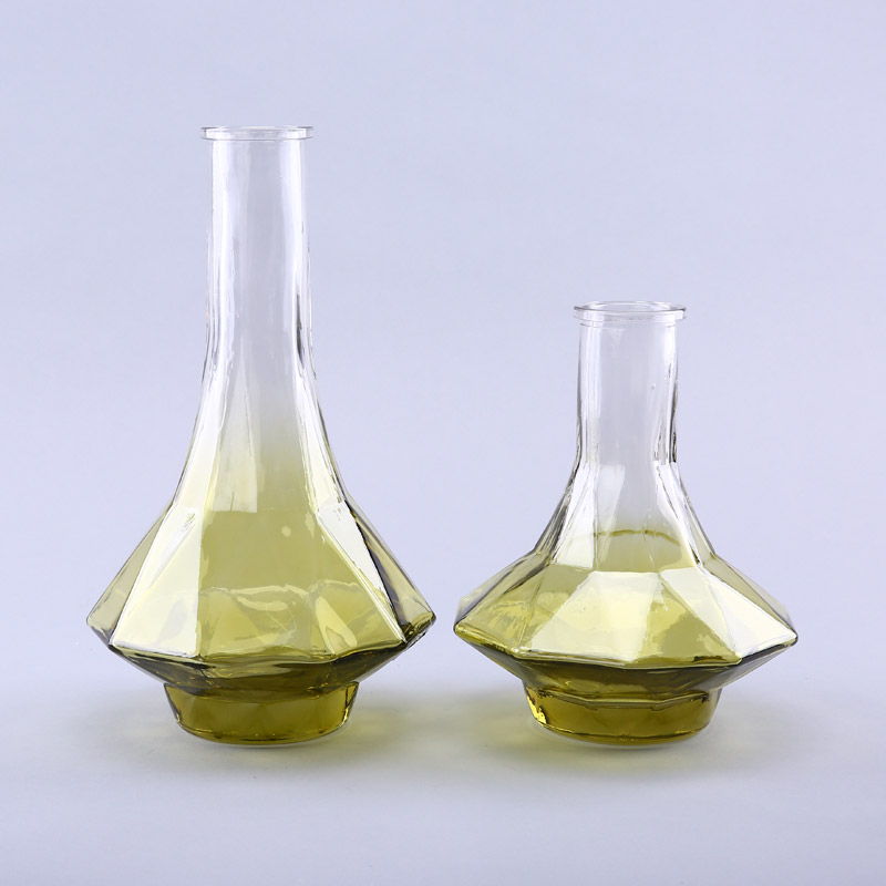 Simple green glass vase flower Home Furnishing decorative glass bottles crafts YL071