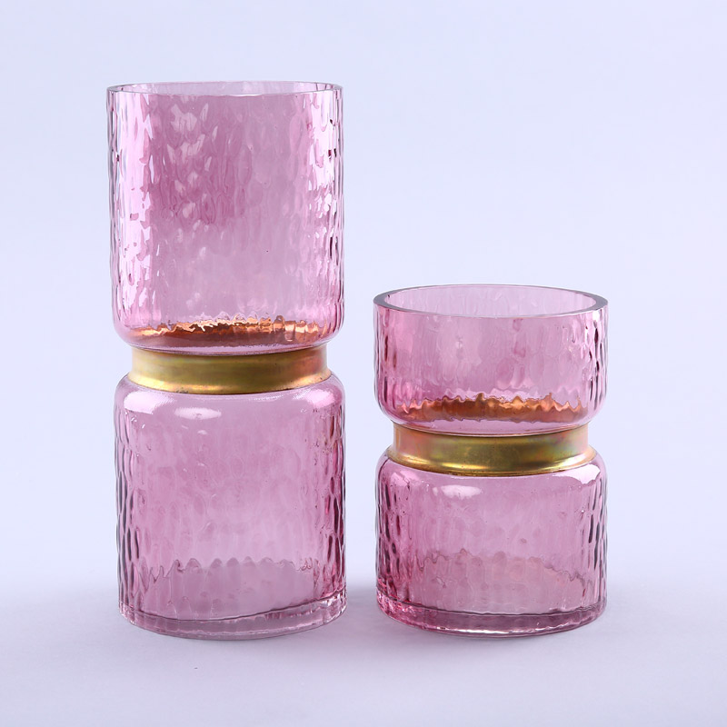 Simple PINK glass vase flower Home Furnishing decorative glass crafts YL141