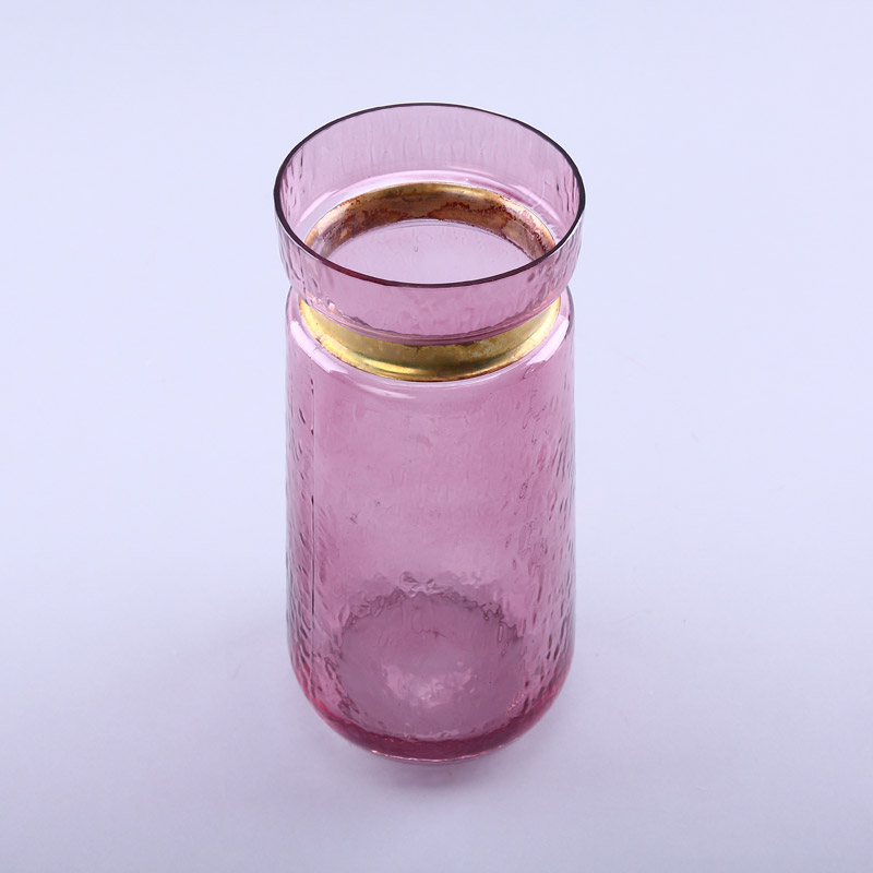 Simple PINK glass vase flower Home Furnishing decorative glass crafts YL131