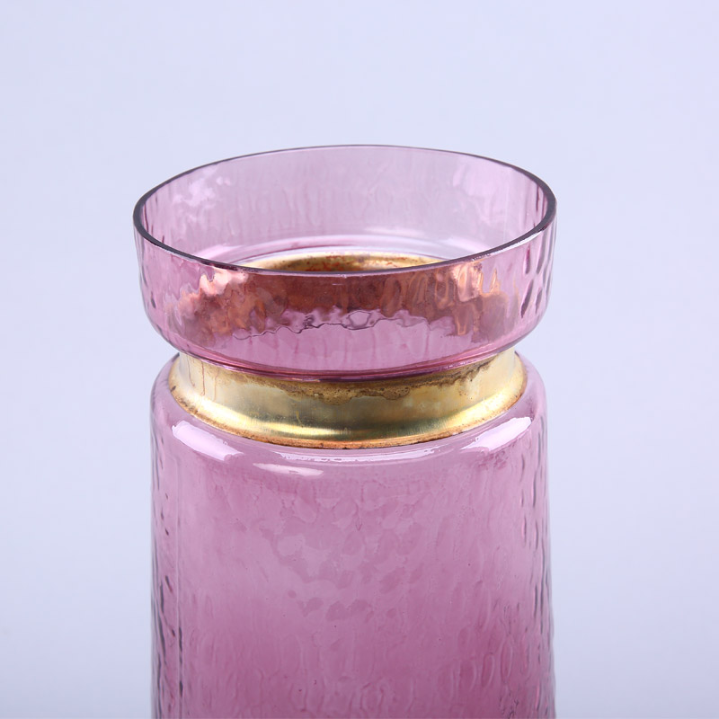 Simple PINK glass vase flower Home Furnishing decorative glass crafts YL134