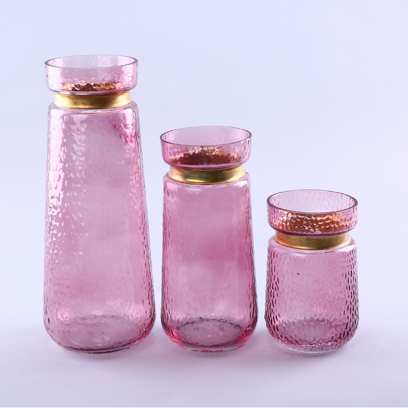 Simple PINK glass vase flower Home Furnishing decorative glass crafts YL135