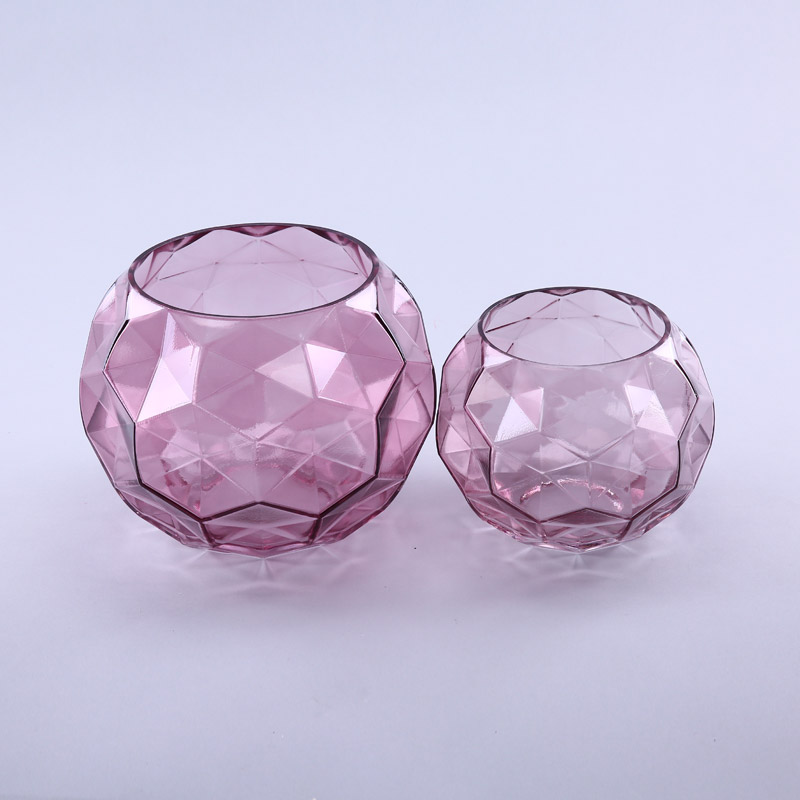 Simple PINK glass flower pots Home Furnishing decorative glass crafts YL221