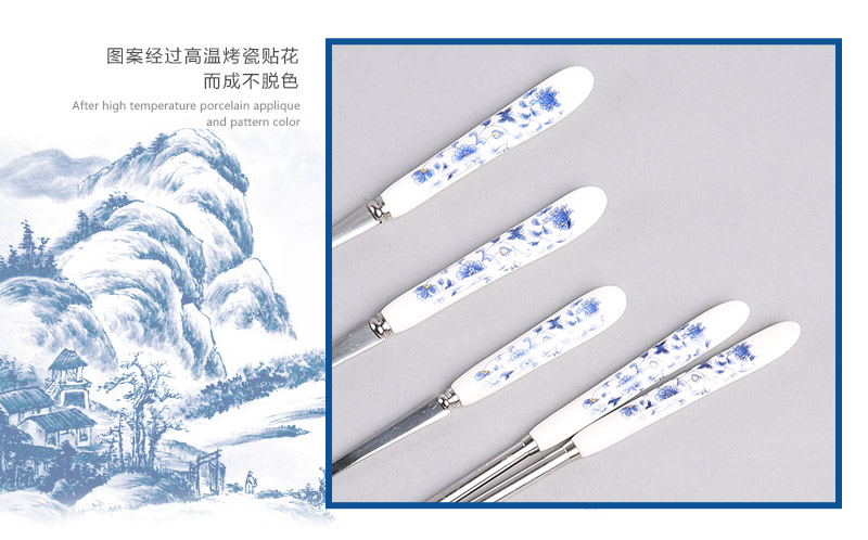 Celadon top wood chopsticks spoon fork 4 sets suit natural health high grade gift FT166