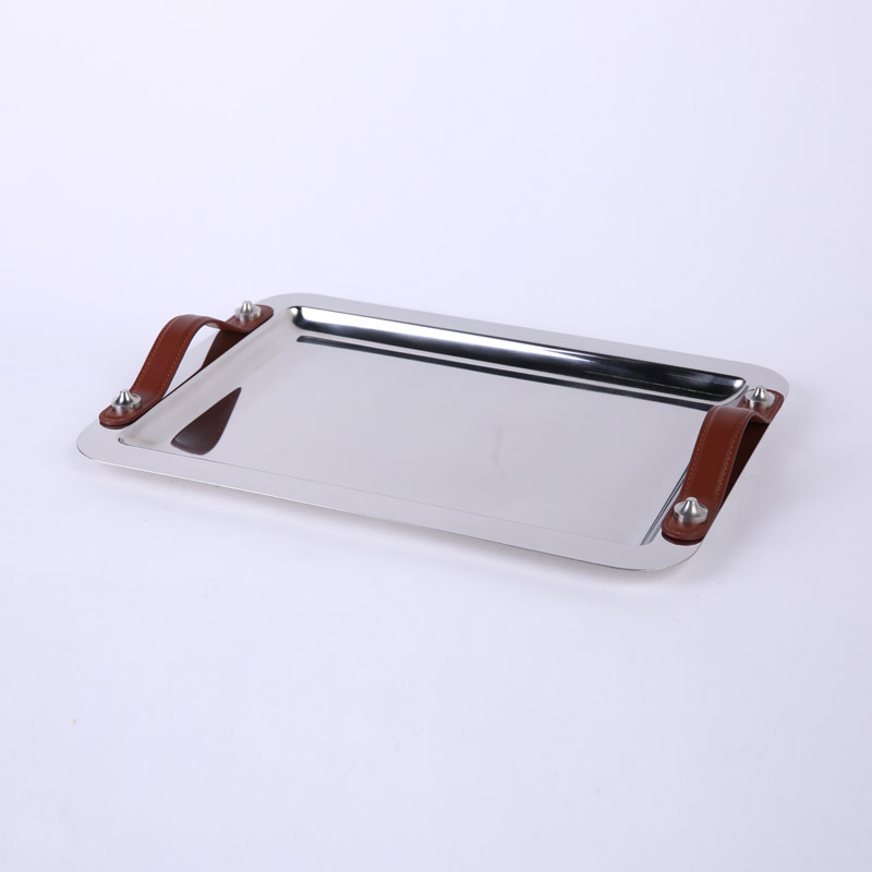 European style stainless steel tray leather creative modern stainless steel tray high-grade decoration technology ZS162