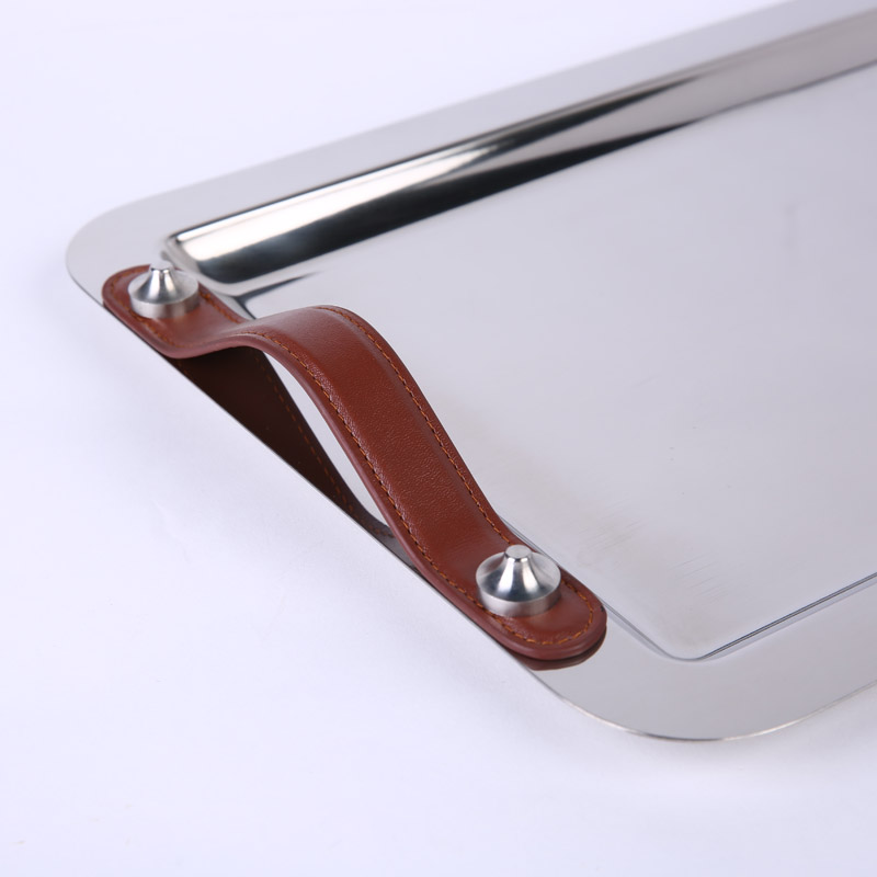 European style stainless steel tray leather creative modern stainless steel tray high-grade decoration technology ZS164