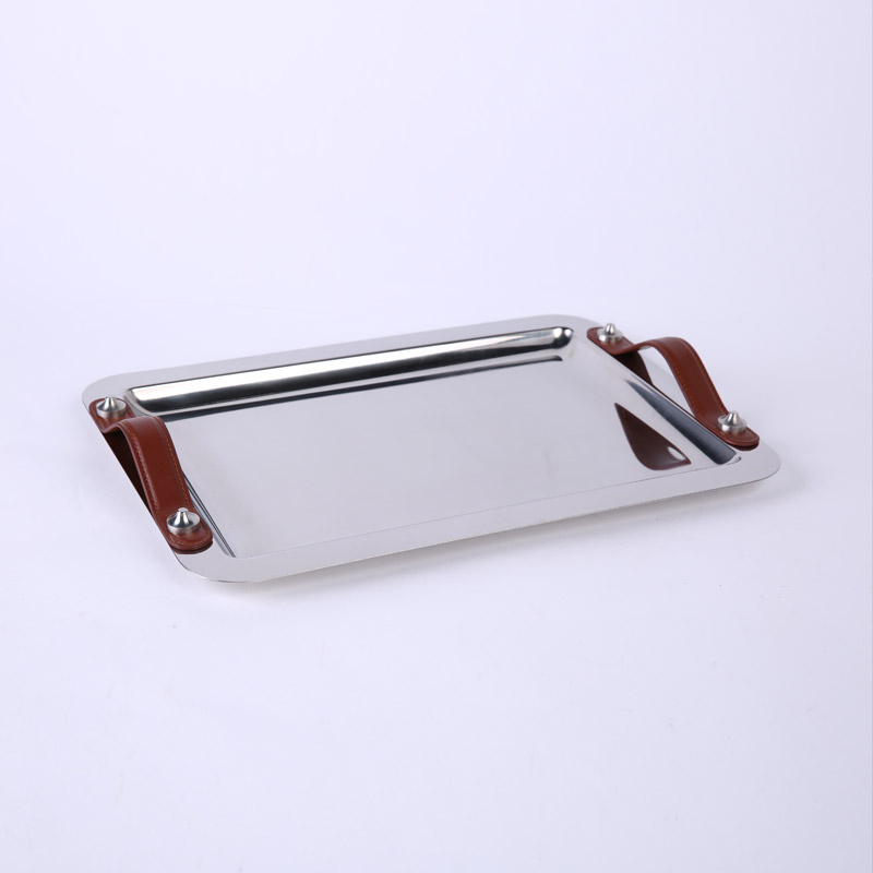European style stainless steel tray leather creative modern stainless steel tray high-grade decoration technology ZS163