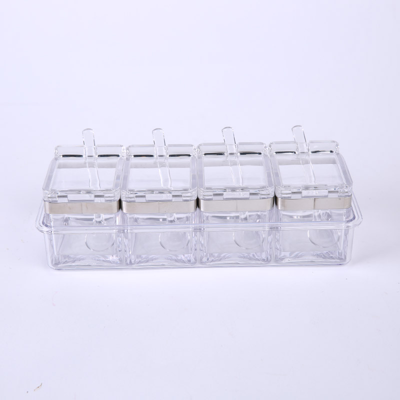 Four acrylic seasoning bottle and European seasoning seasoning cans set the kitchen condiment box set ZS091