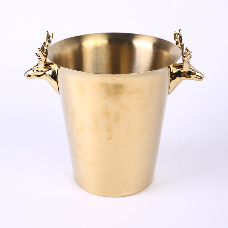 鹿头欧式冰桶（金色） 欧美法式奢华贵大气金属色餐吧台厅摆件装饰品冰酒桶 ZS051