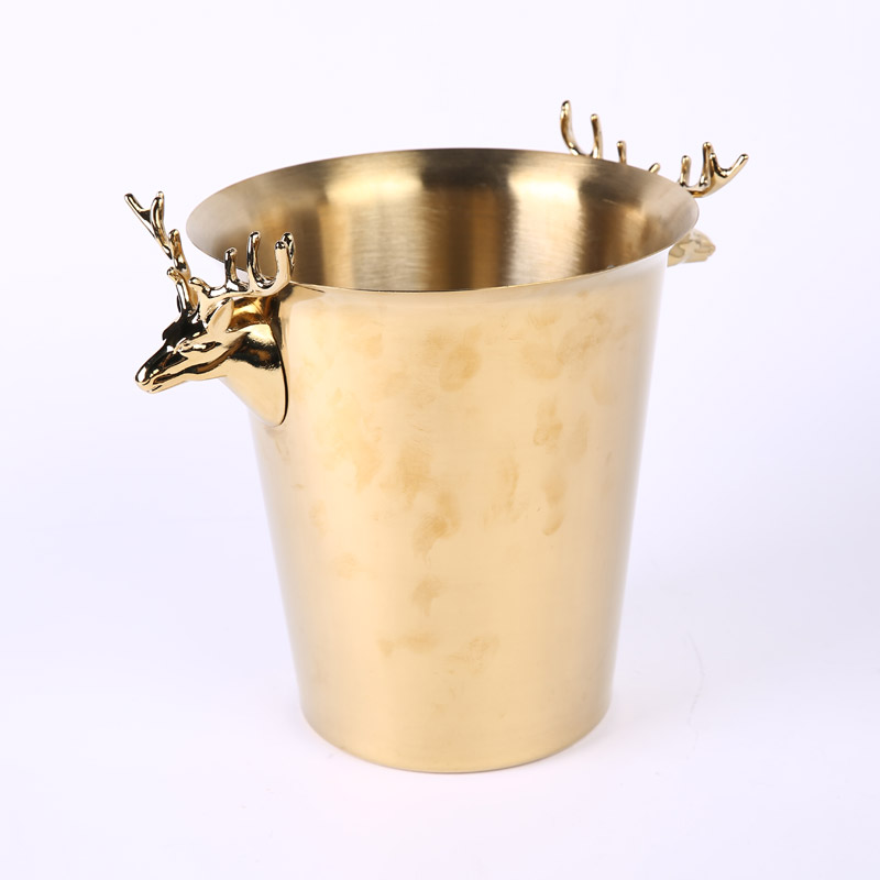 鹿头欧式冰桶（金色） 欧美法式奢华贵大气金属色餐吧台厅摆件装饰品冰酒桶 ZS052