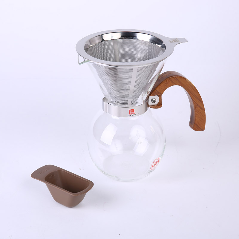 Medium bamboo wind coffee pot multifunction hand punching pot hand flushing lazler filter glass suit ZS231