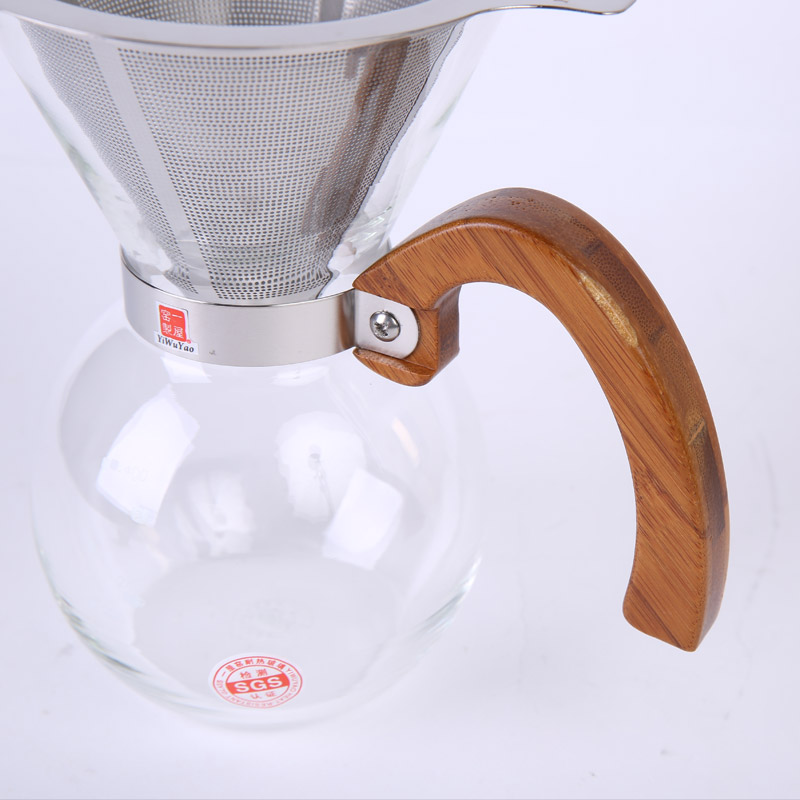 Medium bamboo wind coffee pot multifunction hand punching pot hand flushing lazler filter glass suit ZS234