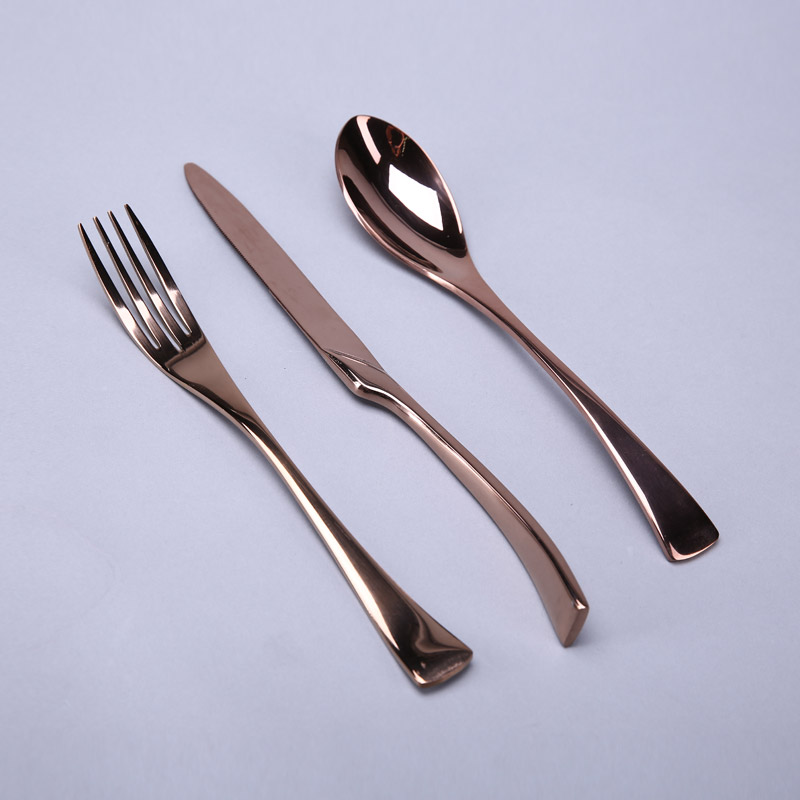 Flat handle knife spoon (rose gold) three pieces of steak knife knife and spoon fork knife spoon package ZS311