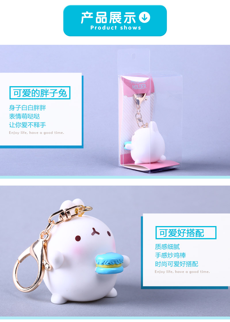 Glutinous rice glutinous rice cake blue rabbit doll Keychain Key Ring Pendant Bunny Rabbit bag Pendant HW083