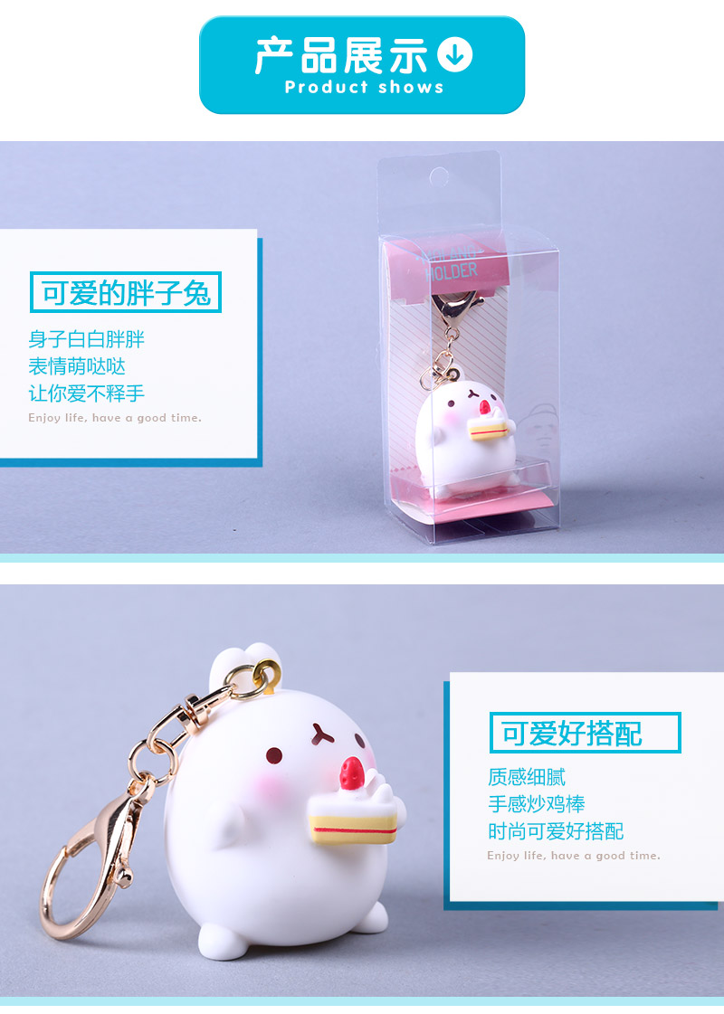 Glutinous rice glutinous rice cake triangle rabbit doll Keychain Key Ring Pendant Bunny Rabbit bag Pendant HW153