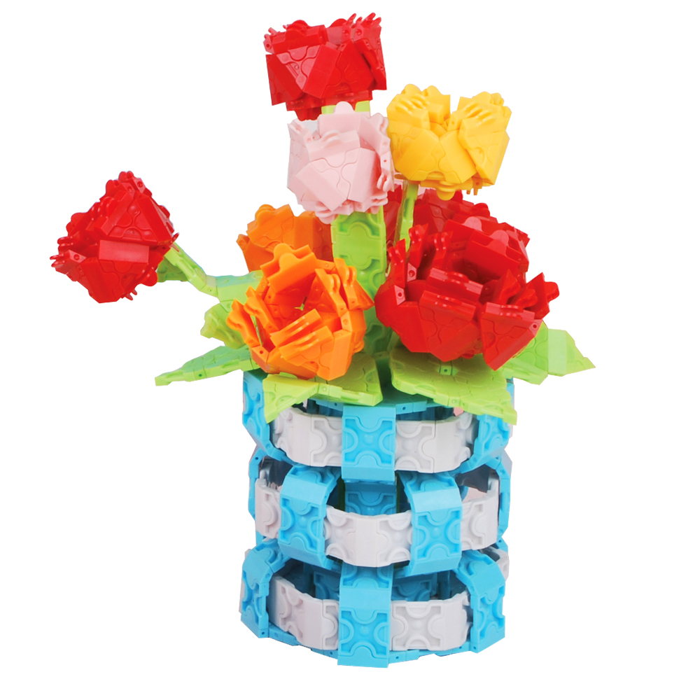 Small bee magic blocks children yzhi 3D plastic assembled blocks toys pink memory (1620 grains)4