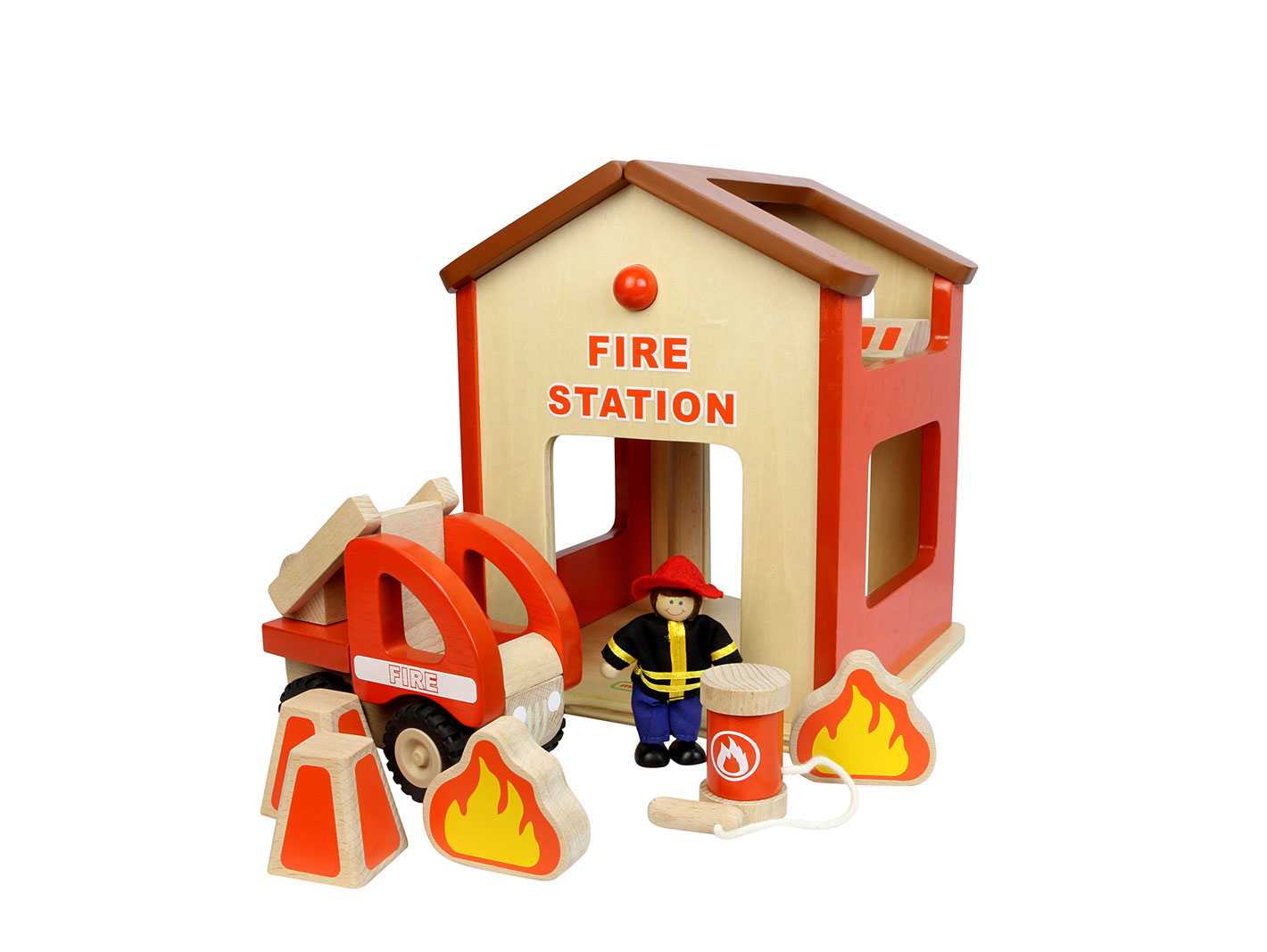 Masterkidz beiside small wooden fire station game toys1