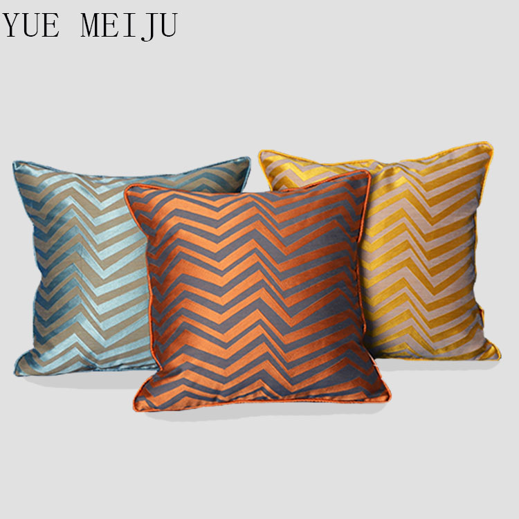 Yue Mei Ju new simple modern model room sofa cushion pillow yellow stripe geometry1