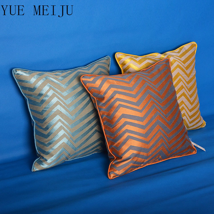 Yue Mei Ju new simple modern model room sofa cushion pillow yellow stripe geometry6