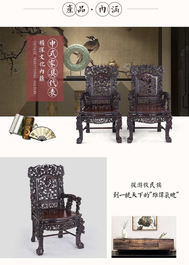 Red Wood Carving Dragon armchair 1 pairs, late Qing Dynasty (no tax)3