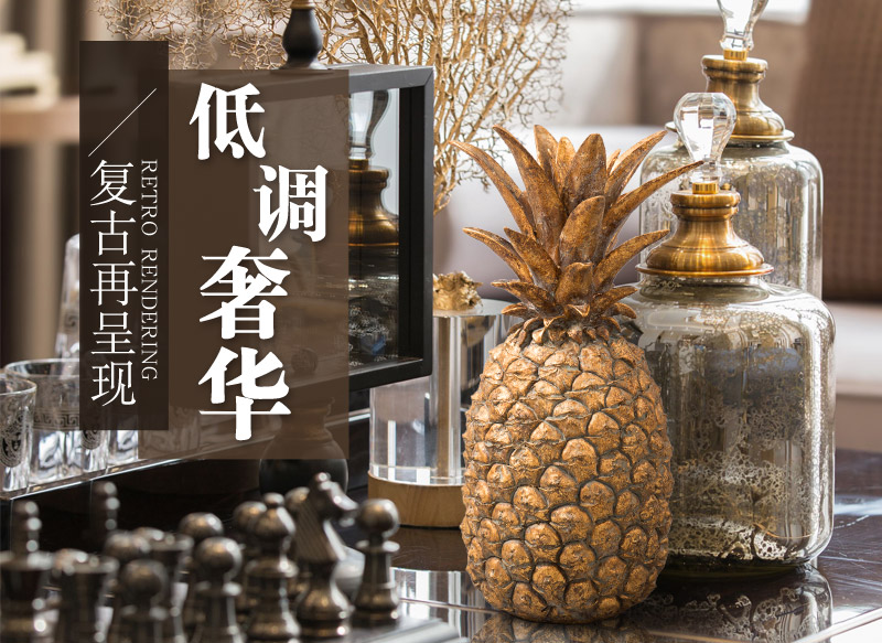 Simple creative golden pineapple fruits decoration decorative resin J6S211