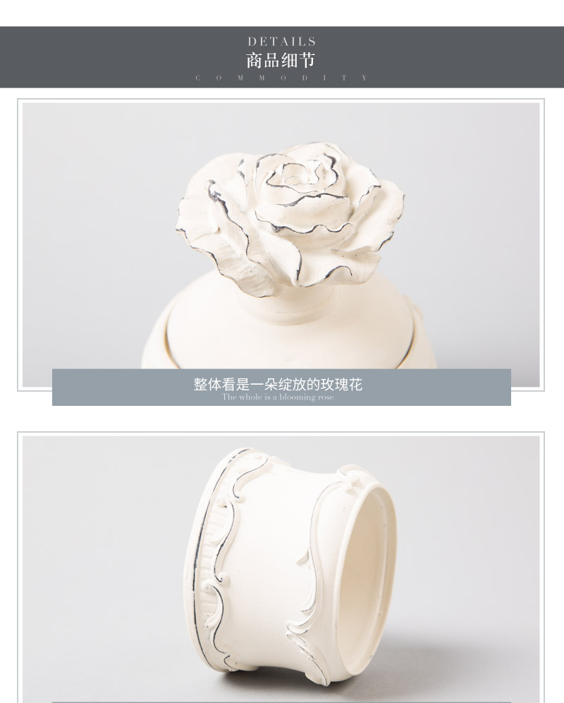RESIN BOX simple white rose resin jewelry box J6S1034