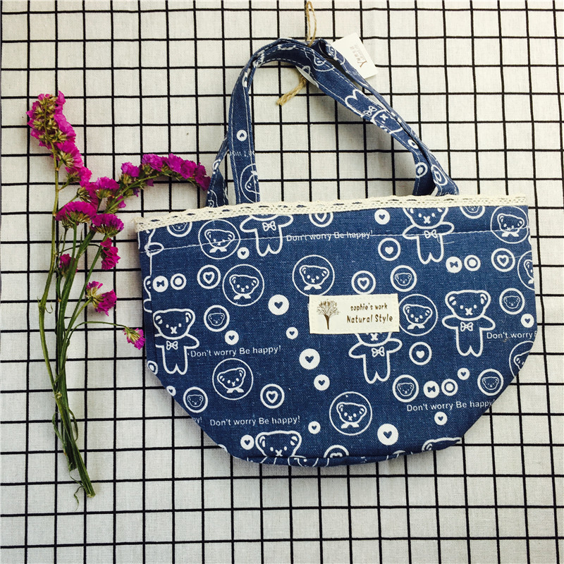 Simple and practical dark blue cotton fabric bag1