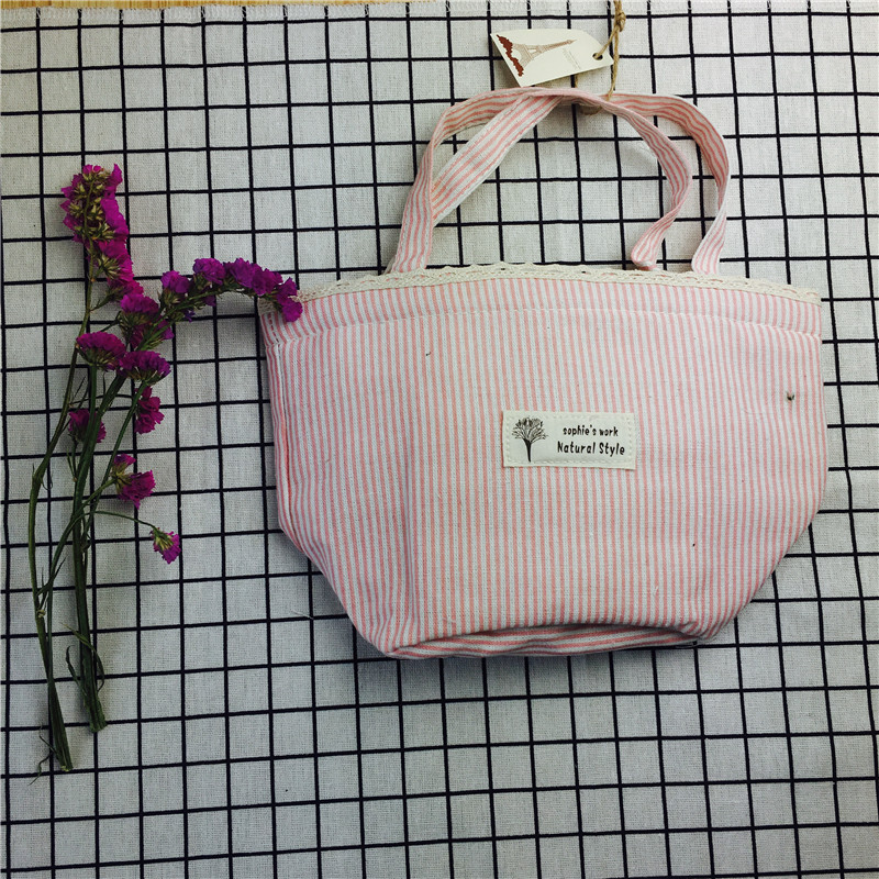 Simple and practical pink cotton fabric bag1