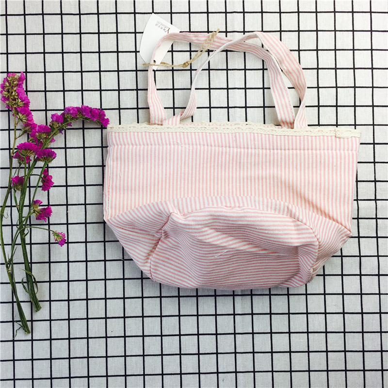 Simple and practical pink cotton fabric bag2