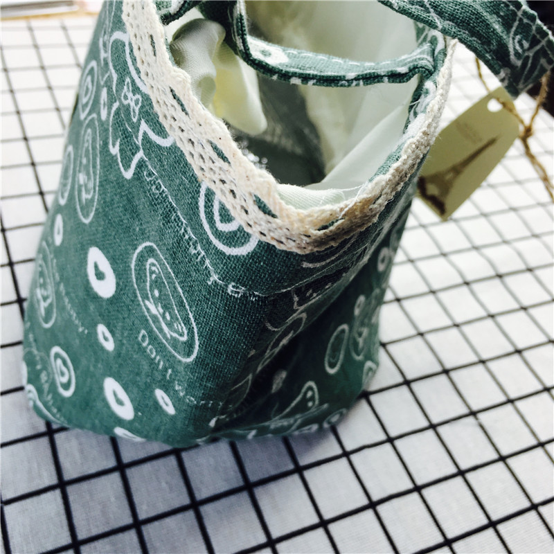 Simple and practical dark green cotton fabric bag5