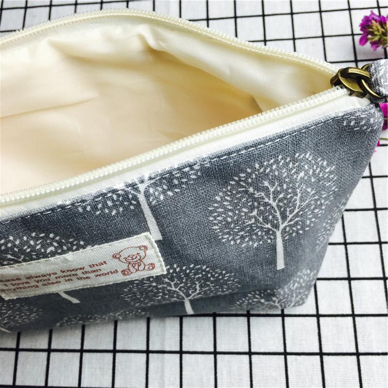 Simple pastoral, grey cotton, null purse make-up bag5