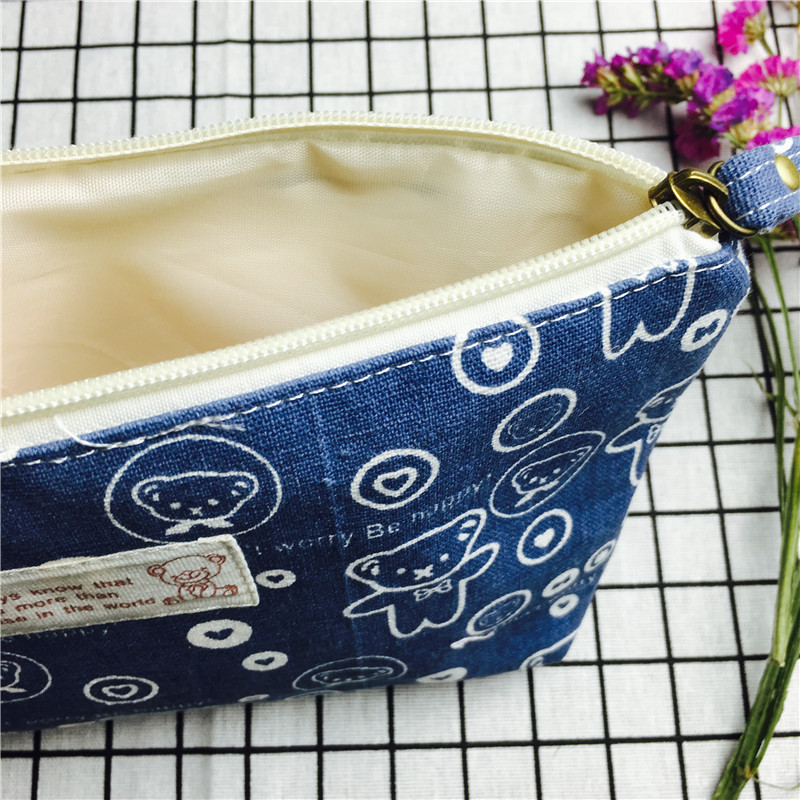 Simple cartoon blue cotton null purse make-up bag5