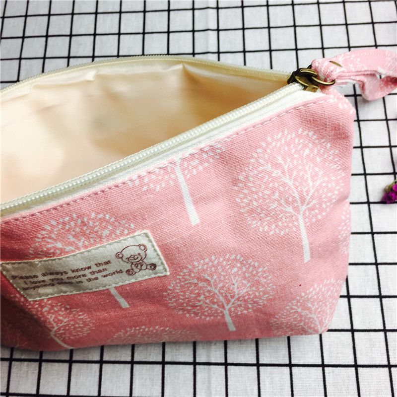 Simple pastoral pink cotton null purse make-up bag5