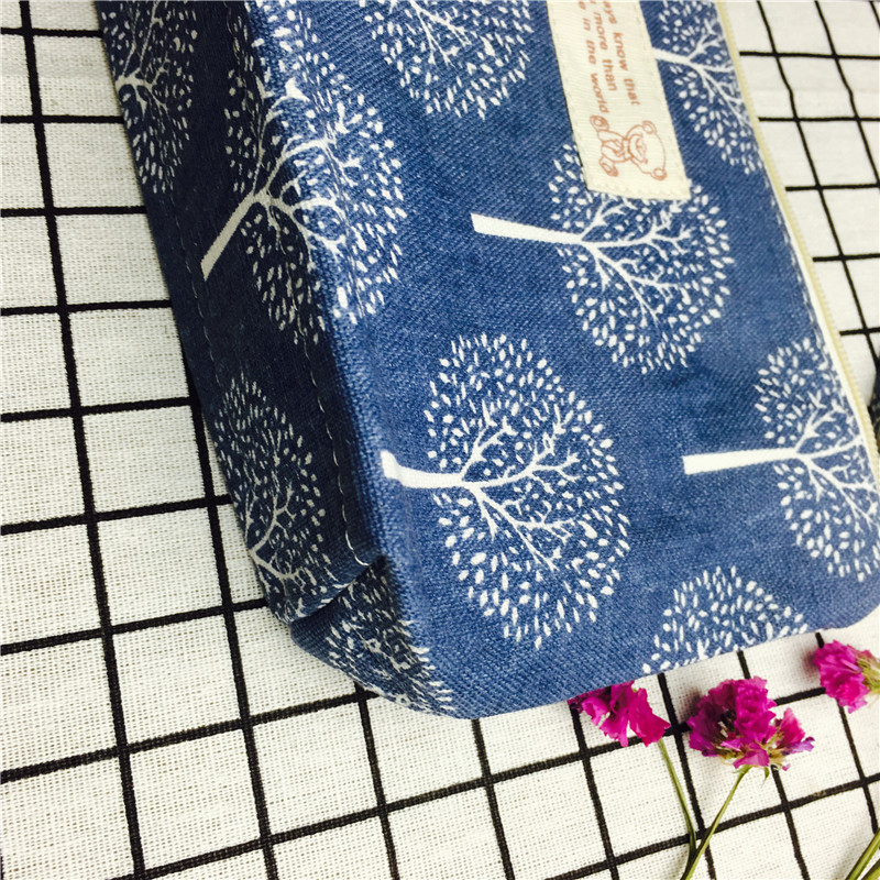Simple pastoral blue cotton null purse make-up bag3
