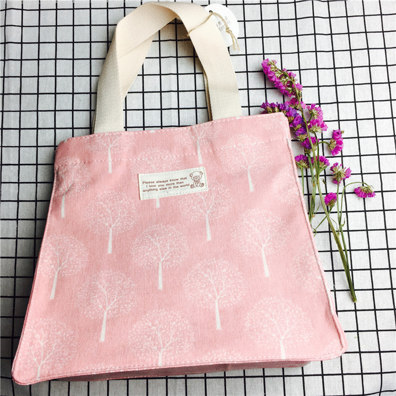 Simple pastoral pink and medium cotton hand bag environmental protection bag1