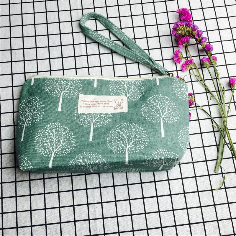 Simple pastoral green cotton null purse make-up bag1