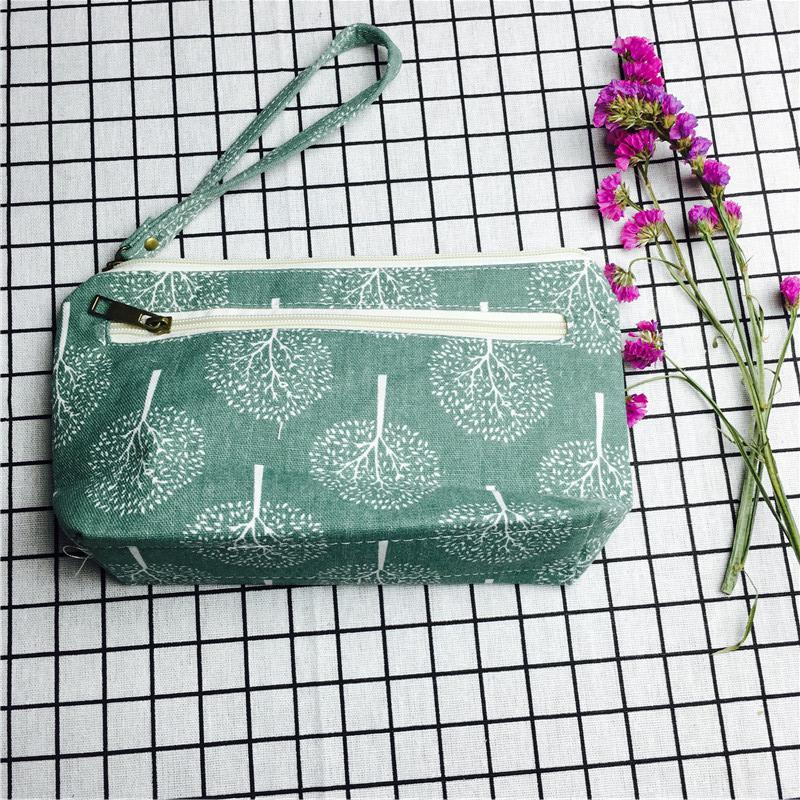 Simple pastoral green cotton null purse make-up bag2