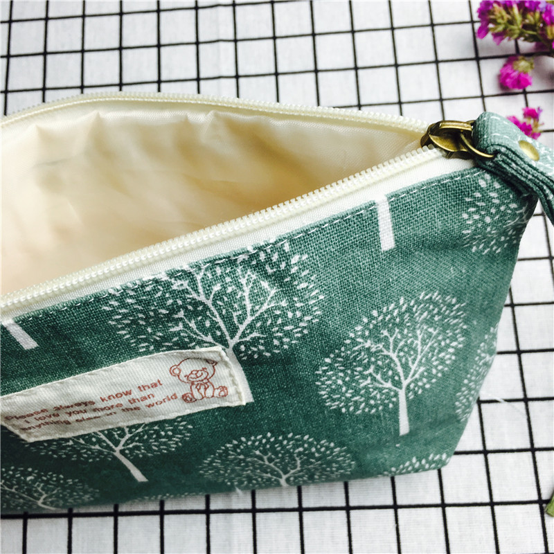 Simple pastoral green cotton null purse make-up bag5