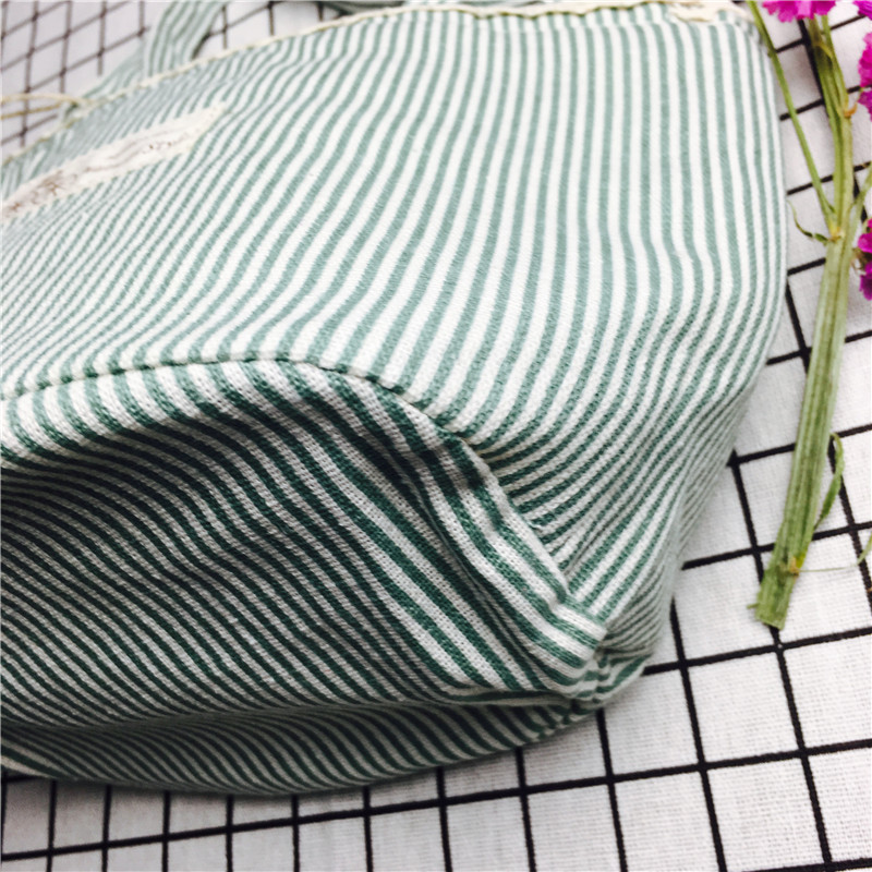 Simple striped light green cotton null purse make-up bag2