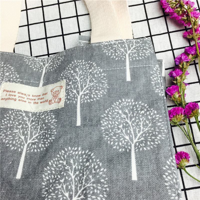 Simple idyllic gray medium cotton hand bag environmental protection bag3