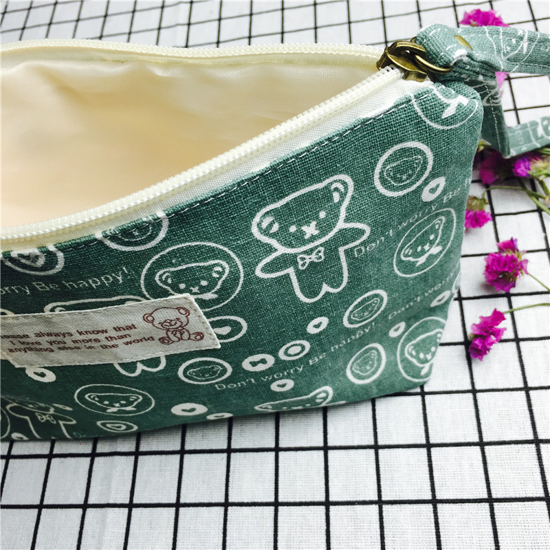 Simple cartoon green cotton null purse make-up bag5