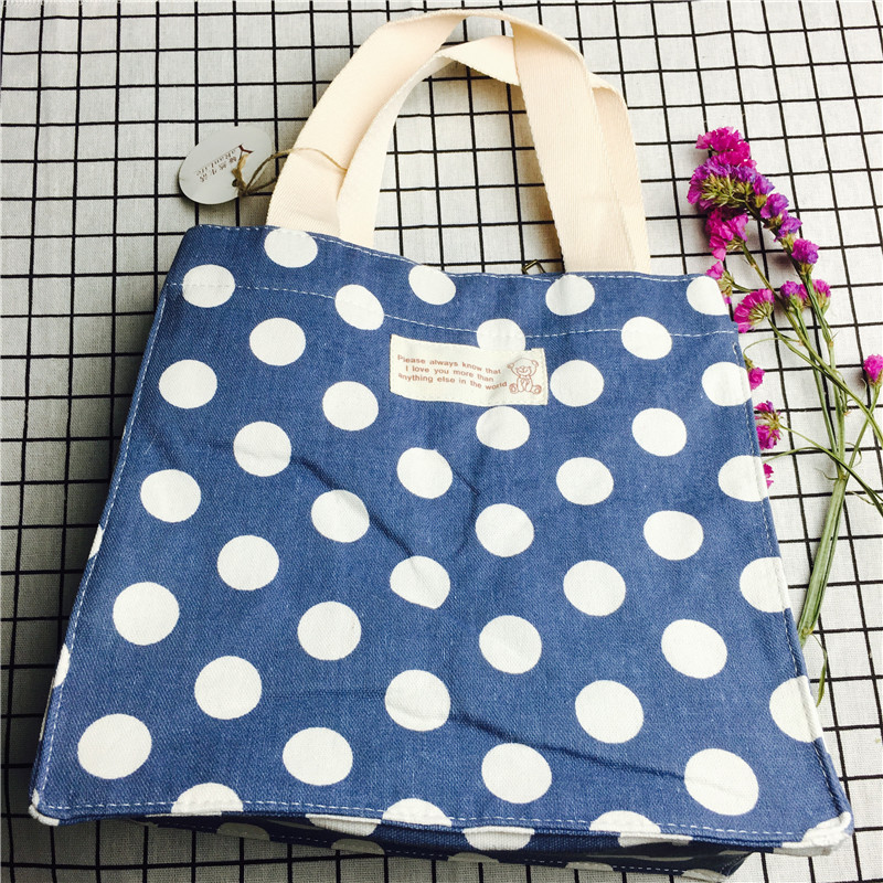 Simple round blue medium cotton hand bag environmental protection bag1