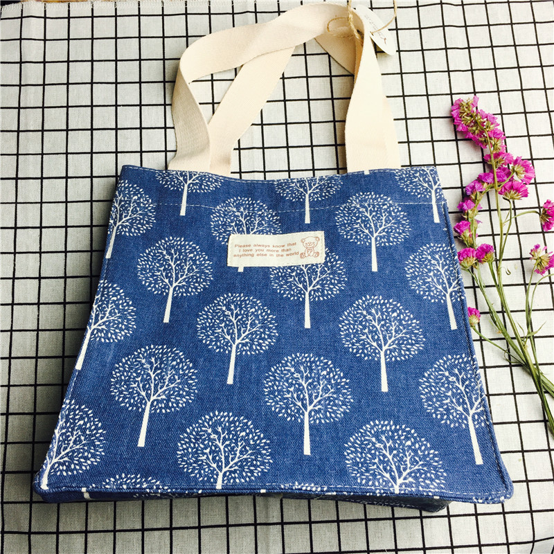 Simple idyll Blue Medium Cotton Hand Bag environmental protection bag1