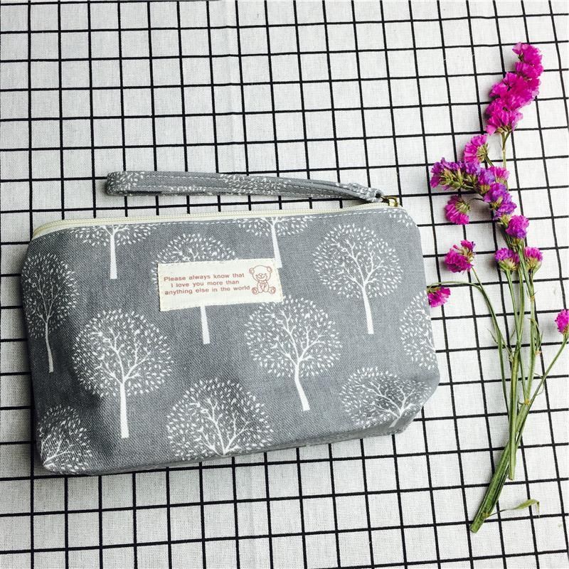 Simple pastoral, grey cotton, null purse make-up bag1