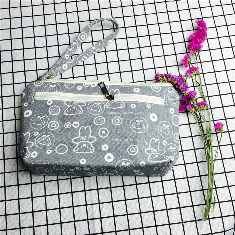 Simple bear gray cotton cloth null purse make-up bag3