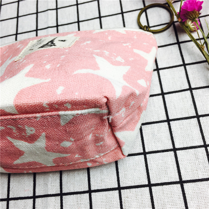 Simplified star pink cotton cloth null purse makeup bag2