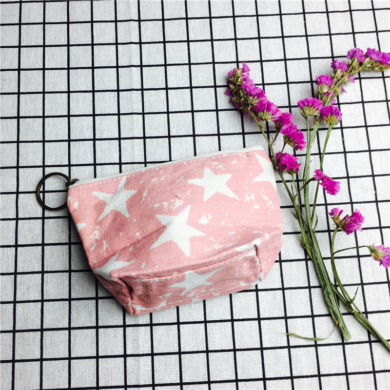 Simplified star pink cotton cloth null purse makeup bag3