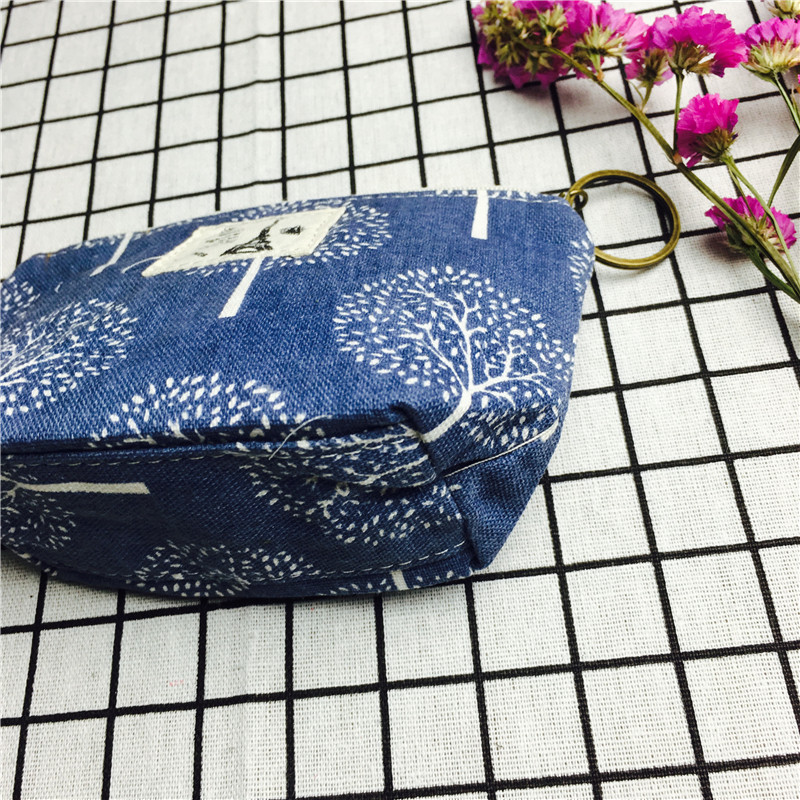 Simple pastoral blue cotton null purse make-up bag2