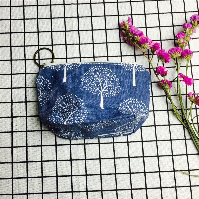 Simple pastoral blue cotton null purse make-up bag4