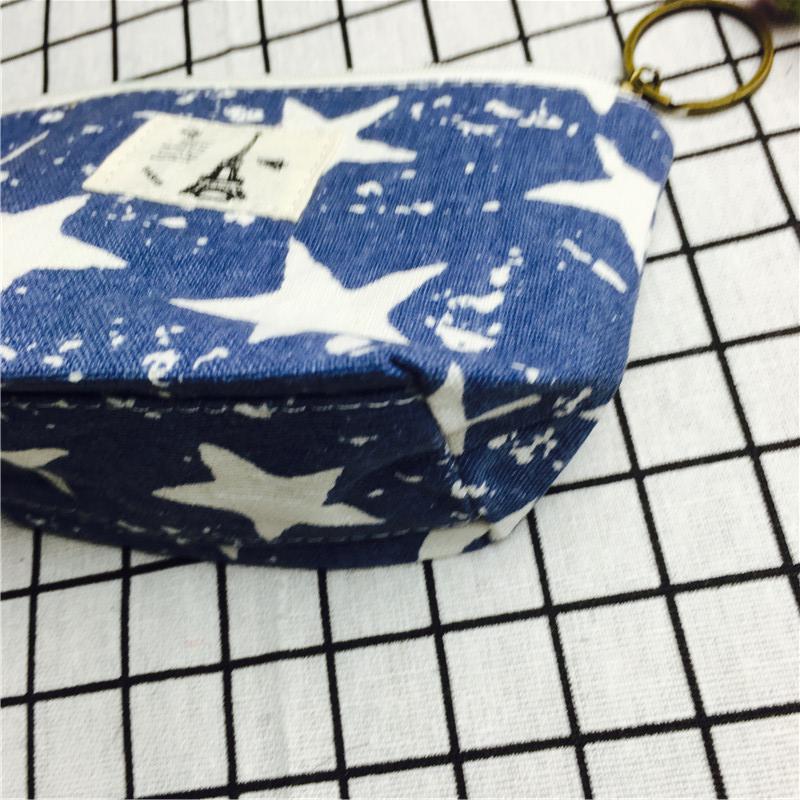 Simple star blue cotton null purse make-up bag2